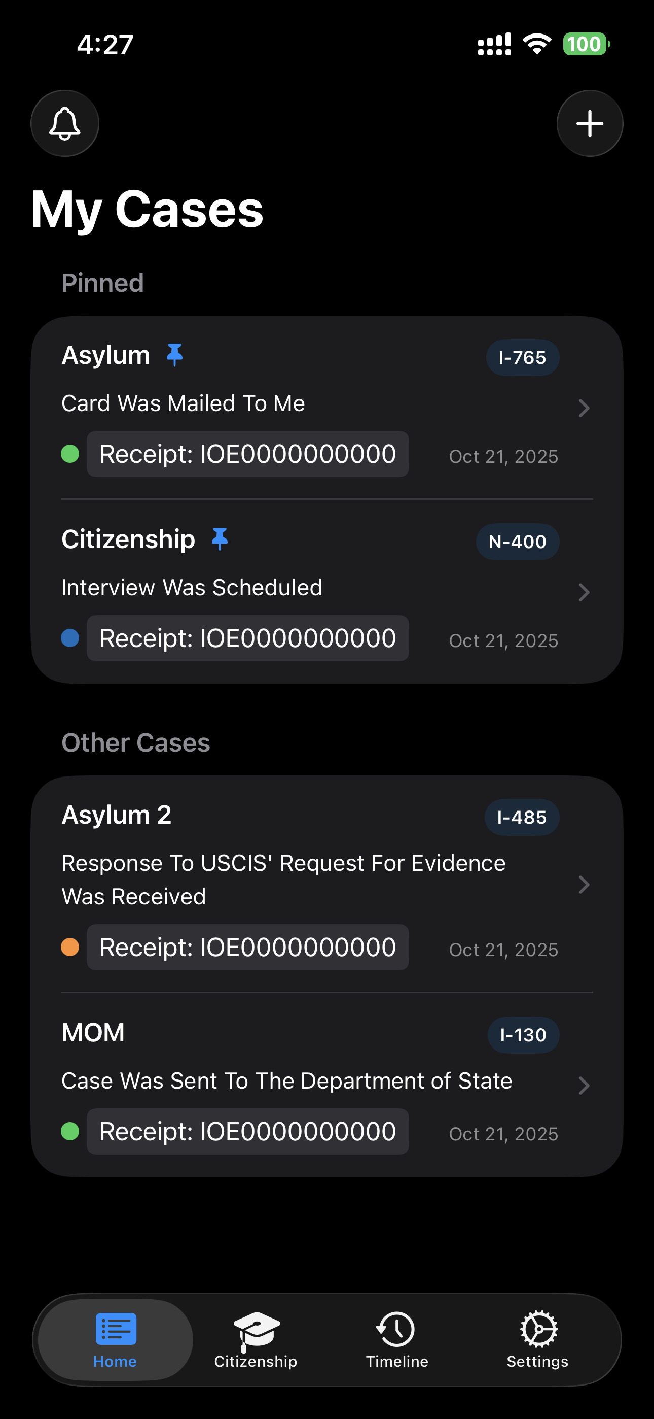 App dashboard screenshot